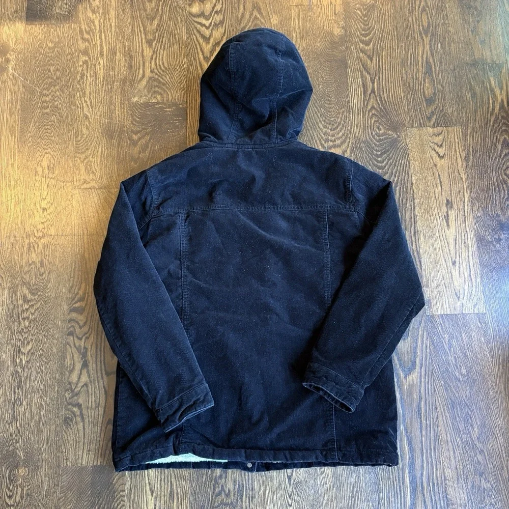 Levi Strauss Sherpa Lined Corduroy Jacket Mens L Hooded Black Trucker Workwear